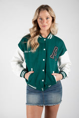 FOREST GREEN VARSITY BASEBALL UNISEX JACKET