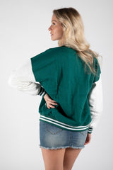 FOREST GREEN VARSITY BASEBALL UNISEX JACKET