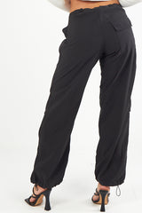 CARGO BAGGY TECH PANT TROUSER-BLACK