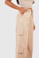 SHELL CARGO POCKET STRAIGHT LEG TROUSER-BEIGE