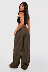 SHELL CARGO POCKET STRAIGHT LEG TROUSER-OLIVE