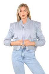 ZARA'S BOMBER POCKET JACKET-SILVER