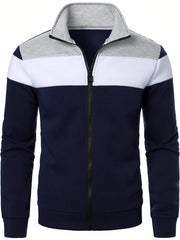 MEN COLOR BLOCK ZIP UP SWEATSHIRT