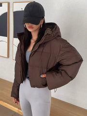 WOMEN'S HOODED LOOSE FIT LONG SLEEVE PADDED JACKET