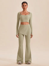 CORSET LONG SLEEVE FITTED CROPPED TOP AND BOTTOM