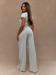 CROP TOP & WIDE LEG PANTS