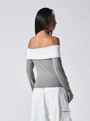 OFF-THE-SHOULDER CONTRAST COLOR TOP