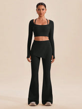 CORSET LONG SLEEVE FITTED CROPPED TOP AND BOTTOM