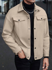MEN'S CASUAL BUTTON-FRONT DROP SHOULDER COAT