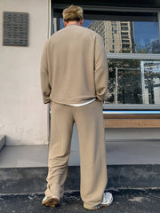 2PCS/SET MEN T-SHIRT & STRAIGHT LEG PANTS SUIT