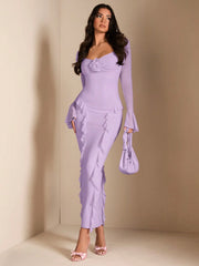 WOMEN'S 3D FLORAL DECOR RUFFLE HEM SWEET DRESS