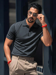 MEN'S SOLID COLOR CASUAL POLO SHIRT