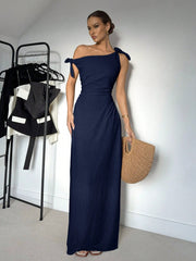 CASUAL SOLID COLOR ASYMMETRICAL DRESS