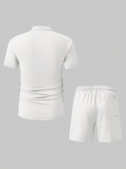 MEN'S CASUAL SOLID COLOR SHORT SLEEVE POLO SHIRT & SHORTS SET