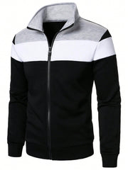 MEN COLOR BLOCK ZIP UP SWEATSHIRT
