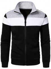 MEN COLOR BLOCK ZIP UP SWEATSHIRT