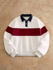 MEN'S CASUAL LOOSE FIT POLO LONG SLEEVE SWEATSHIRT