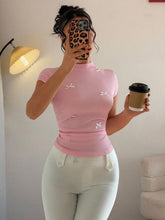 VERSATILE FRENCH STYLE RUFFLE BOW SHORT SLEEVE TOP