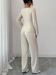 WOMEN'S SOLID COLOR JACKET AND PANTS