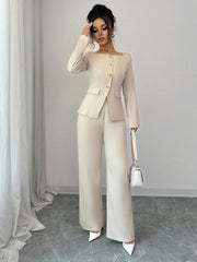 WOMEN'S SOLID COLOR JACKET AND PANTS