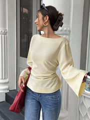 WOMEN'S FITTED WAIST, FLARED SLEEVES TOP