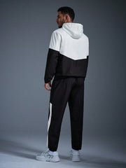 CONTRAST COLOR HOODED JACKET AND SWEATPANTS CASUAL SUIT