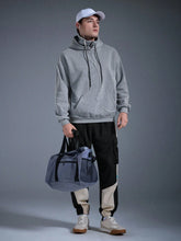 MEN'S CASUAL SOLID COLOR HALF-ZIP HOODED SWEATSHIRT