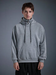 MEN'S CASUAL SOLID COLOR HALF-ZIP HOODED SWEATSHIRT