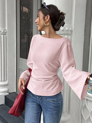 WOMEN'S FITTED WAIST, FLARED SLEEVES TOP