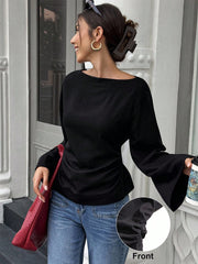 WOMEN'S FITTED WAIST, FLARED SLEEVES TOP