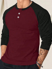 MEN'S CASUAL COLORBLOCK LONG SLEEVE T-SHIRT