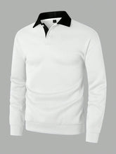LOOSE FIT MEN'S CONTRAST COLLAR POLO NECK SWEATSHIRT