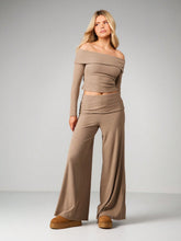 OFF-SHOULDER TOP WITH WIDE LEG PANTS