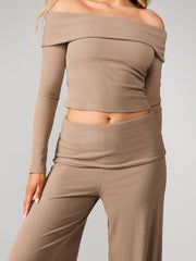 OFF-SHOULDER TOP WITH WIDE LEG PANTS
