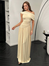 ASYMMETRICAL NECK RUCHED WAIST DRESS