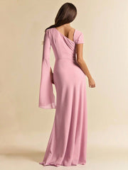 ASYMMETRIC SHOULDER WRAP DRESS