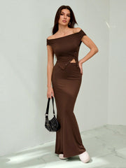ASYMMETRICAL TOP AND LONG MERMAID CUT OUT MAXI SKIRT