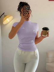 VERSATILE FRENCH STYLE RUFFLE BOW SHORT SLEEVE TOP