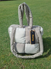 Women's Quilted Checker Blush AND Lilac Square Puffer Bag