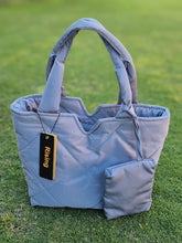 Padded Tote Handbag Large Capacity Quilted Shoulder Pillow Bag Small Grey