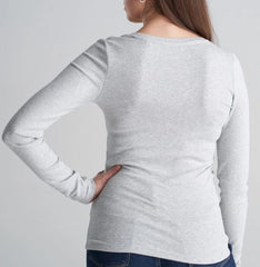 WOMEN'S LONG SLEEVE SHIRT WITH BUTTON-GREY