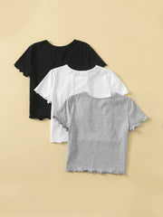 ROUND NECK CROP TEE-WHITE