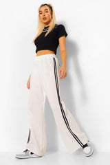 DOUBLE SIDE STRIPE WIDE LEG PANTS