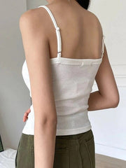 SOLID RIB KNIT CAMI TOP - OFF WHITE