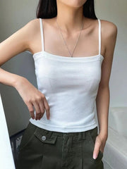 SOLID RIB KNIT CAMI TOP - OFF WHITE