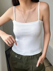 SOLID RIB KNIT CAMI TOP - OFF WHITE