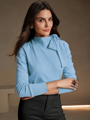 WOMEN'S ELEGANT BOWKNOT SHOULDER DESIGN SHIRT