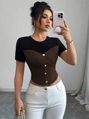 Women's Elegant Round Neck Short Sleeve T-Shirt