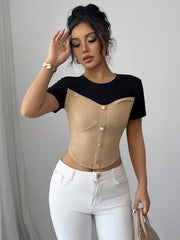 Women's Elegant Round Neck Short Sleeve T-Shirt