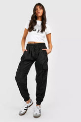 SHELL CARGO JOGGERS TROUSER-BLACK